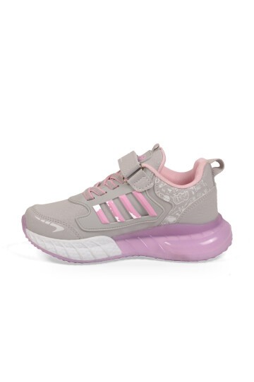 Buz-Pembe Kız Çocuk Spor Ayakkabı Cırt Bantlı Kalın Tabanlı Sneaker 748 Cilt