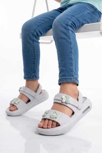 Buz Çift Bantlı Eva Hafif Rahat Işıklı Unisex Çocuk Günlük Terlik 4592 B-P