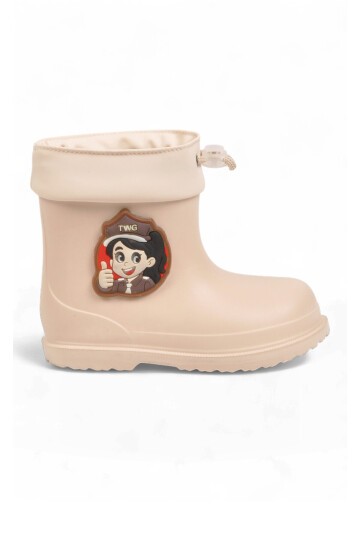 Ekru Unisex Çocuk Bot İçi Kürklü Soğuğa Dirençli Aksesuarı Işıklı Çizme 530