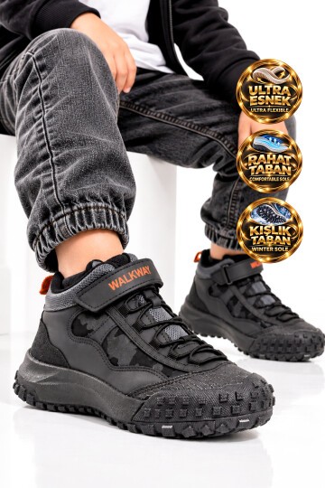 Erkek Çocuk Füme-Turuncu Comfort Tabanlı Lastik Bağcıklı Sneaker Bot Nexo 2280