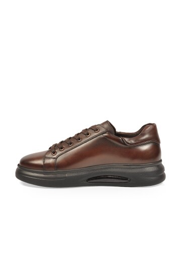 Bağcıklı Kalın Rahat Taban Sneaker Kahve Hakiki Deri Erkek Casual Ayakkabı XS2456-6015