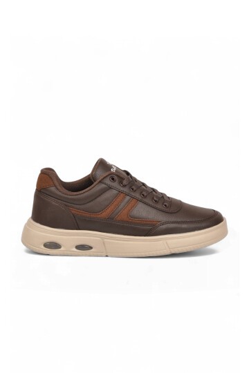 Erkek Kahve Casual Ayakkabı Bağcıklı Cilt Hafif Esnek Yürüyüş Ayakkabı Sneaker 128 Cilt
