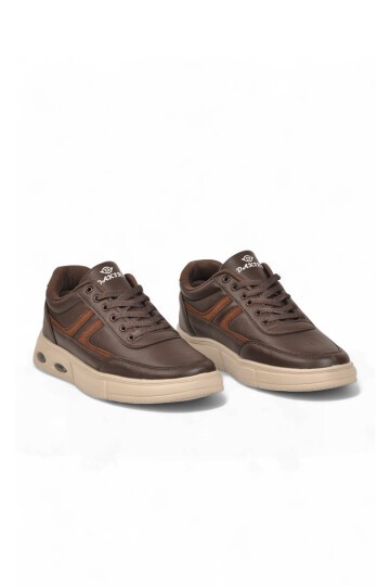 Erkek Kahve Casual Ayakkabı Bağcıklı Cilt Hafif Esnek Yürüyüş Ayakkabı Sneaker 128 Cilt