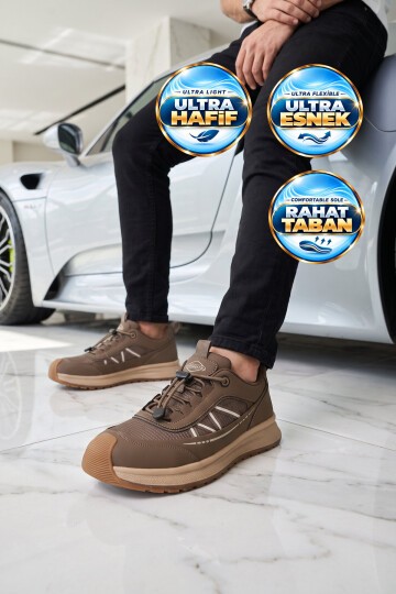 Kahve Erkek Casual Ayakkabı Bağcıklı Hafif Rahat Tabanlı Sneaker 26K559