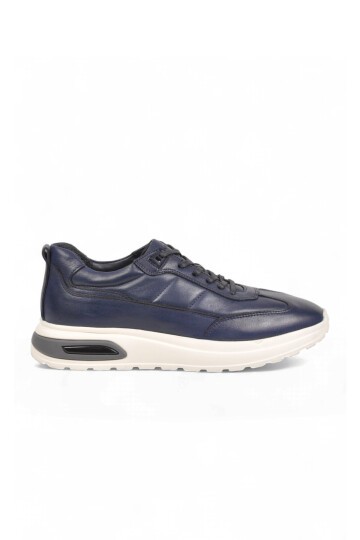 Bağcıklı Kalın Rahat Taban Sneaker Lacivert Hakiki Deri Erkek Casual Ayakkabı HZ1774-0337
