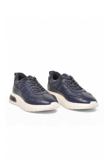 Bağcıklı Kalın Rahat Taban Sneaker Lacivert Hakiki Deri Erkek Casual Ayakkabı HZ1774-0337