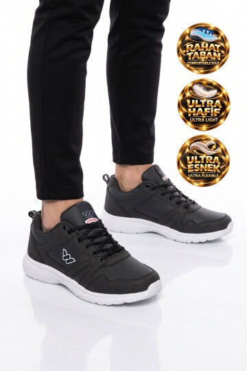 Erkek Lacivert Bağcıklı Hafif Esnek Yürüyüş ve Spor Ayakkabı Sneaker Core 020
