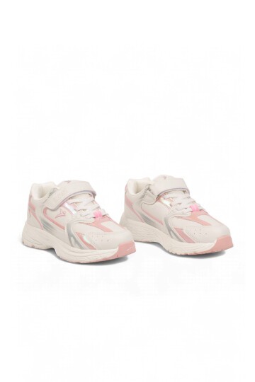 Pudra Kız Çocuk Yürüyüş ve Spor Ayakkabı Cırt Bantlı Kalın Rahat Tabanlı Sneaker Terra 26K