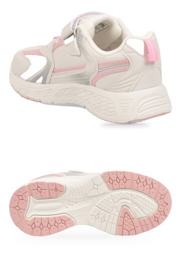 Pudra Kız Çocuk Yürüyüş ve Spor Ayakkabı Cırt Bantlı Kalın Rahat Tabanlı Sneaker Terra 26K