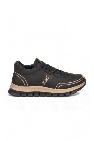 Rahat Memory Taban Sneaker Siyah Lastik Bağcıklı Erkek Casual Yürüyüş Ayakkabı Tough