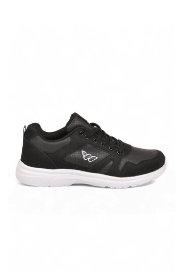 Erkek Siyah-Beyaz Bağcıklı Hafif Esnek Yürüyüş ve Spor Ayakkabı Sneaker Core 020