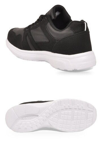 Erkek Siyah-Beyaz Bağcıklı Hafif Esnek Yürüyüş ve Spor Ayakkabı Sneaker Core 020
