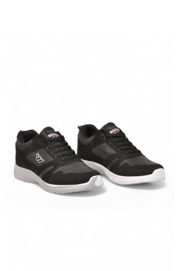Erkek Siyah-Beyaz Büyük Numara Bağcıklı Hafif Esnek Yürüyüş ve Spor Ayakkabı Sneaker Core 020