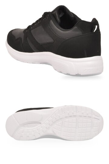 Erkek Siyah-Beyaz Büyük Numara Bağcıklı Hafif Esnek Yürüyüş ve Spor Ayakkabı Sneaker Core 020