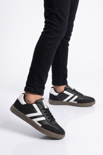Bağcıklı Şık Rahat Hafif Siyah-Beyaz Unisex Yürüyüş ve Spor Ayakkabı Sneaker 234750