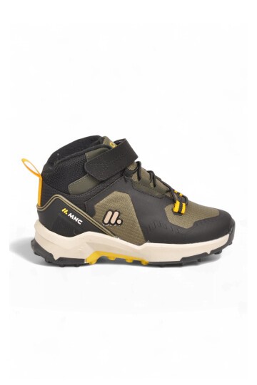 Pampili Erkek Çocuk Cırt Bantlı Kaymaz Tabanlı Siyah-Haki Outdoor Bot BS-İH1-P-100