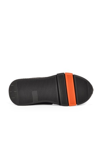 Erkek Siyah Hakiki Deri Casual Ayakkabı Bağcıklı Rahat Tabanlı Şık Sneaker 152-24251