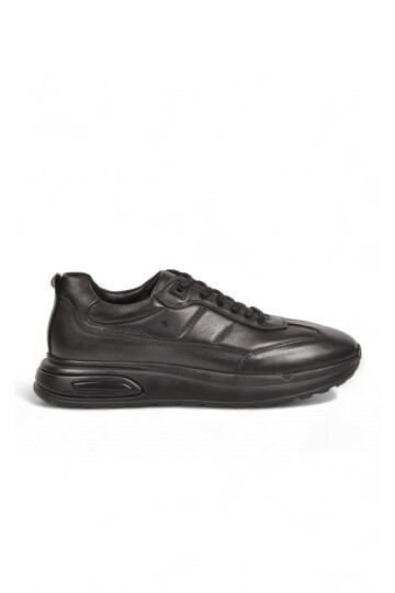 Bağcıklı Kalın Rahat Taban Sneaker Siyah Hakiki Deri Erkek Casual Ayakkabı HZ1774-0337