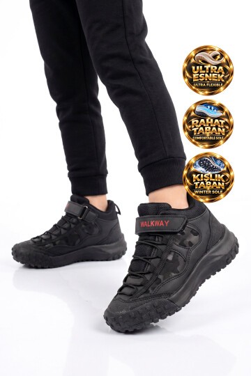 Erkek Çocuk Siyah-Kırmızı Comfort Tabanlı Lastik Bağcıklı Sneaker Bot Nexo 2280