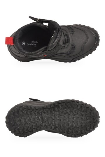 Erkek Çocuk Siyah-Kırmızı Cırt Bantlı Kauçuk Tabanlı Lastik Bağcıklı Sneaker Bot Orvo 2028