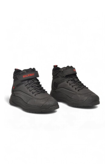 Erkek Çocuk Siyah-Kırmızı Comfort Tabanlı Lastik Bağcıklı Sneaker Bot Surge 2037
