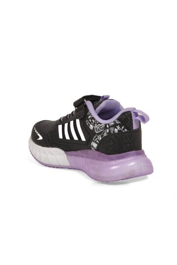 Siyah-Lila Kız Çocuk Spor Ayakkabı Cırt Bantlı Kalın Tabanlı Sneaker 748 Cilt