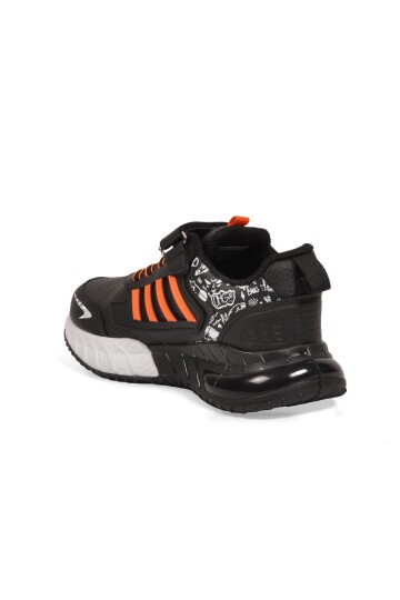 Siyah-Oranj Erkek Çocuk Spor Ayakkabı Cırt Bantlı Kalın Tabanlı Sneaker 748 Cilt