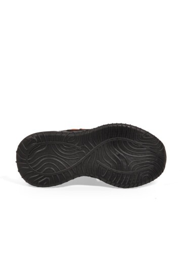 Siyah-Oranj Erkek Çocuk Spor Ayakkabı Cırt Bantlı Kalın Tabanlı Sneaker 748 Cilt