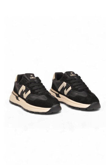 Siyah Erkek Casual Yürüyüş Ayakkabı Bağcıklı Hafızalı Taban Şık Rahat Sneaker Draw