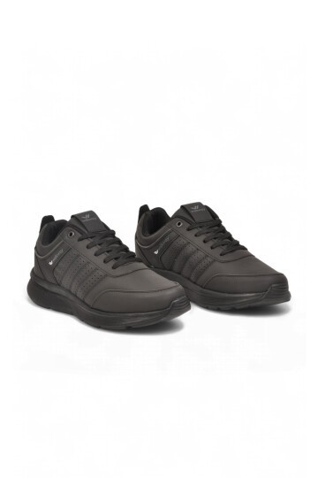 Erkek Bağcıklı Hafif Esnek Siyah Yürüyüş ve Spor Ayakkabı Sneaker Wood 4040
