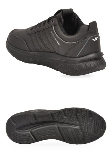 Erkek Bağcıklı Hafif Esnek Siyah Yürüyüş ve Spor Ayakkabı Sneaker Wood 4040