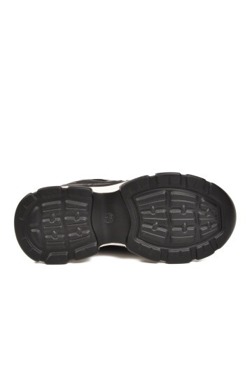 Siyah Bağcıklı Sneaker Kadın Kalın Rahat Tabanlı Şık Casual Yürüyüş Ayakkabı 26Y323