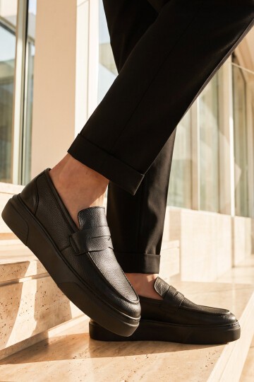 Erkek Siyah Hakiki Deri Casual Loafer Ayakkabı 272305