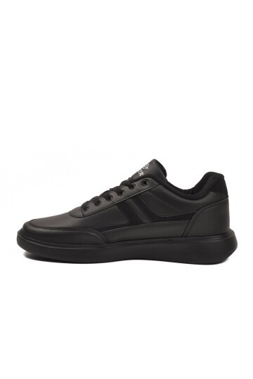 Erkek Siyah Casual Ayakkabı Bağcıklı Cilt Hafif Esnek Yürüyüş Ayakkabı Sneaker 128 Cilt