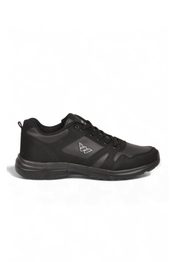 Erkek Siyah Büyük Numara Bağcıklı Hafif Esnek Yürüyüş ve Spor Ayakkabı Sneaker Core 020