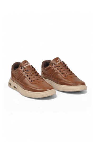 Erkek Taba Casual Ayakkabı Bağcıklı Cilt Hafif Esnek Yürüyüş Ayakkabı Sneaker 128 Cilt