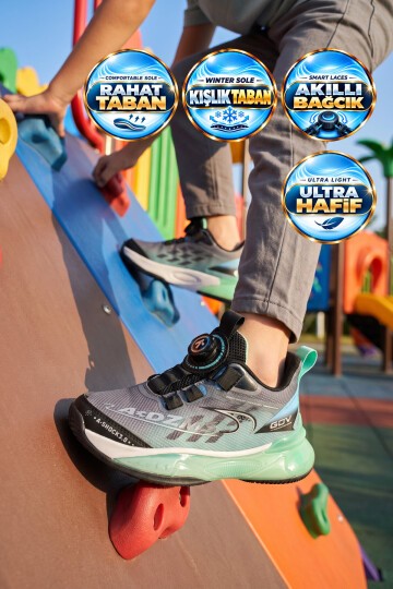 Akıllı Bağcıklı Hafif Rahat Esnek Unisex Çocuk Yürüyüş ve Spor Ayakkabı Sneaker Play