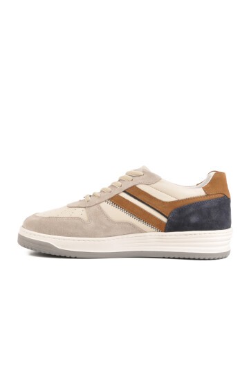 Bej-Lacivert Hakiki Deri Erkek Sneaker 4Y1987-2090 M