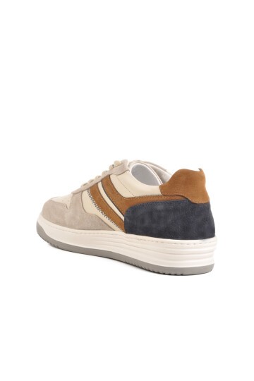 Bej-Lacivert Hakiki Deri Erkek Sneaker 4Y1987-2090 M