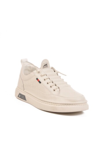 Beyaz Hakiki Deri Erkek Sneaker 152-19039 M