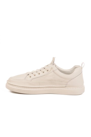 Beyaz Hakiki Deri Erkek Sneaker 152-19039 M