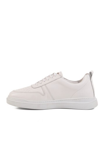Beyaz Hakiki Deri Erkek Sneaker Premium 412 M