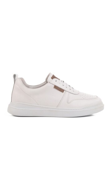 Beyaz Hakiki Deri Erkek Sneaker Premium 412 M