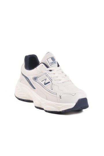 Beyaz-Lacivert Fileli Unisex Spor Ayakkabı Darkstep 182 G