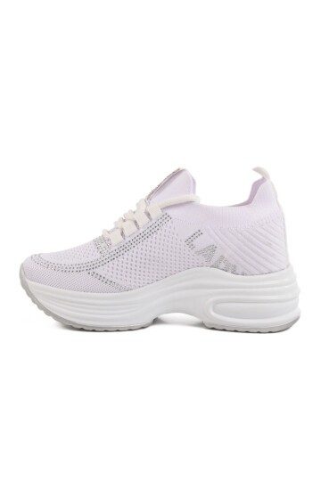 Beyaz Fileli Taşlı Kadın Spor Ayakkabı Lady 5002 Z