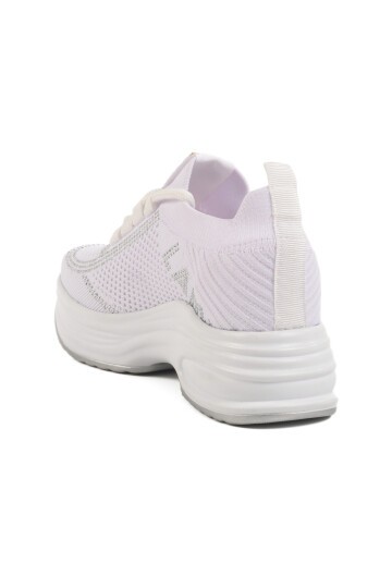 Beyaz Fileli Taşlı Kadın Spor Ayakkabı Lady 5002 Z