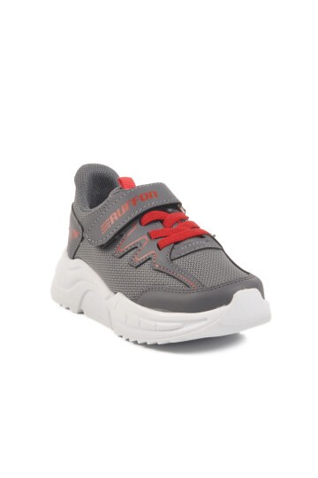 Füme-Kırmızı Fileli Cırtlı Çocuk Spor Ayakkabı Ruffon 2320 F