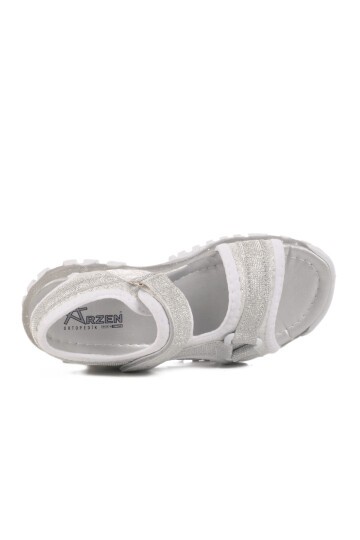 Gümüş Simli Ortopedik Kız Çocuk Sandalet 25T104 F