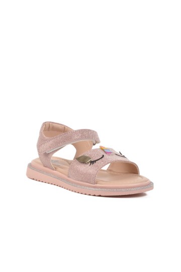 Pudra Simli Ortopedik Kız Çocuk Sandalet 25T105 F