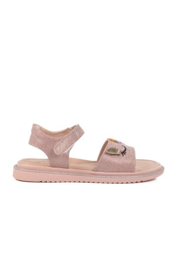 Pudra Simli Ortopedik Kız Çocuk Sandalet 25T105 F
